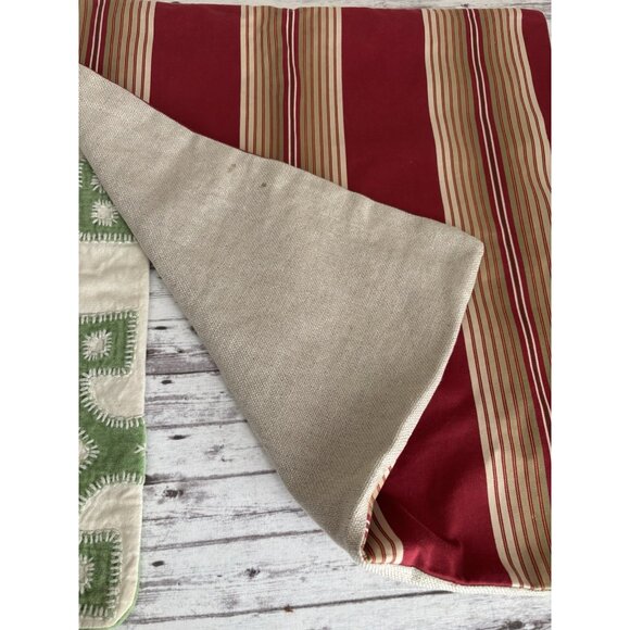 POTTERY BARN Set Pillow Shams Stripes Velvet Red Green COTTON LINEN Pillowcases - Picture 3 of 9